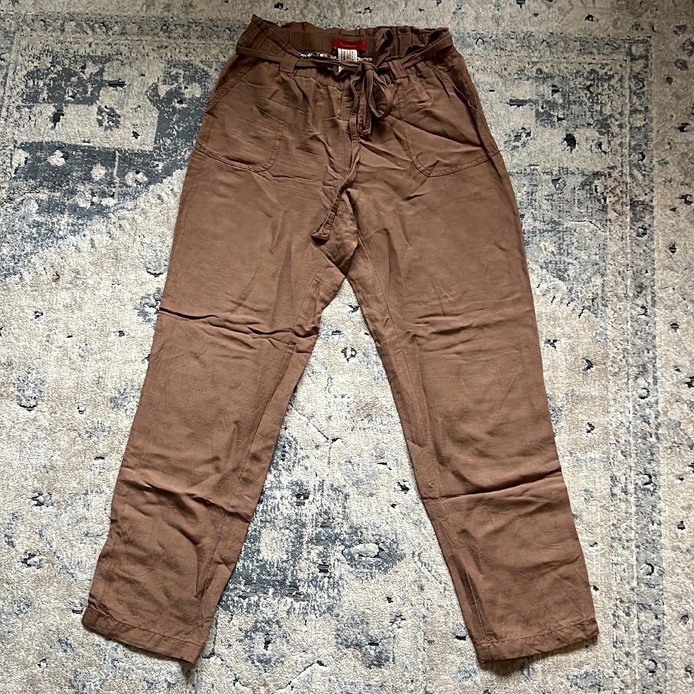 Cartonnier pants, light brown straight leg trousers, size small (tall)